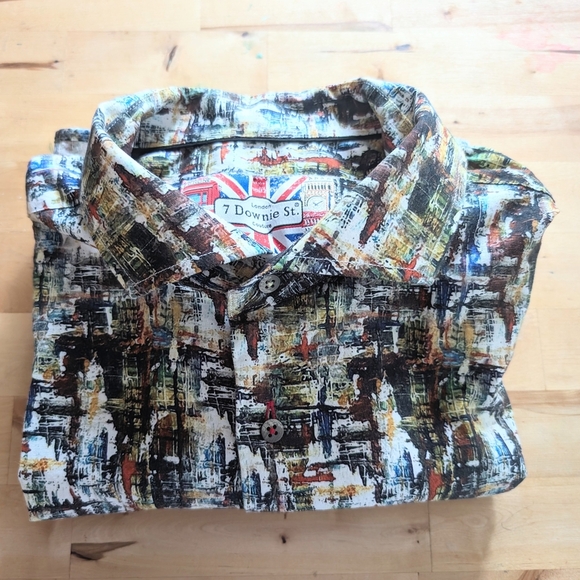 7 Downie St. London Couture Button Down Short Sleeve Shirt - Size 1X - Picture 8 of 10